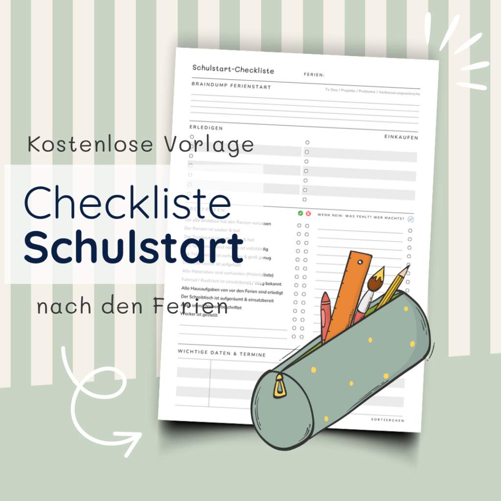 Kostenlose Schulstart-Checkliste zum Ausdrucken | A4 PDF Vorlage für Eltern & Kinder
