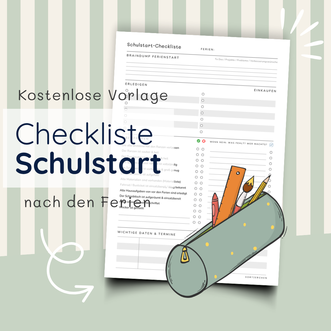 Kostenlose Schulstart-Checkliste zum Ausdrucken | A4 PDF Vorlage für Eltern & Kinder