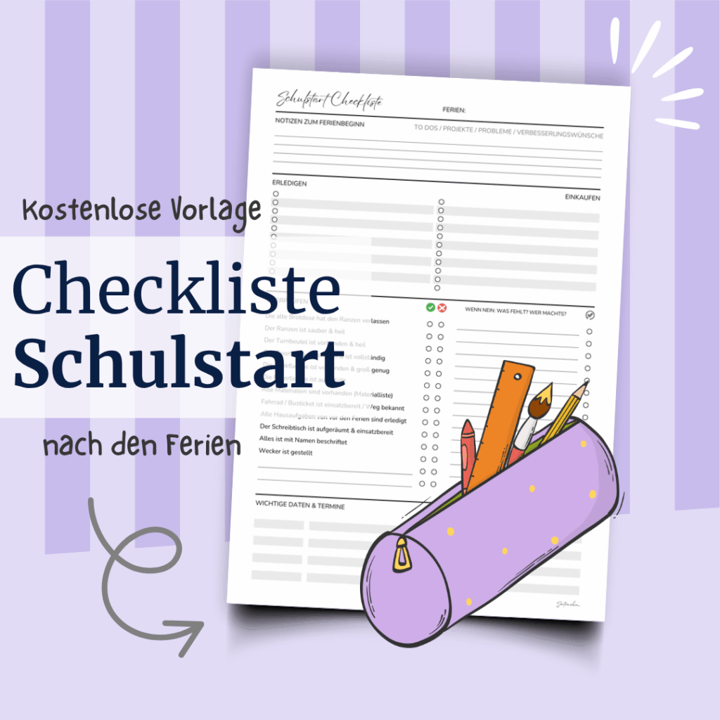 Kostenlose Schulstart-Checkliste zum Ausdrucken | A4 PDF Vorlage für ...