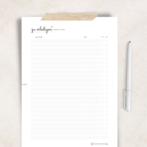 Vorlage: To Do-Hauptliste