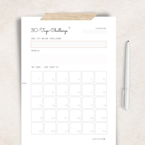 Vorlage: 30 Tage-Challenge zum selbst befüllen