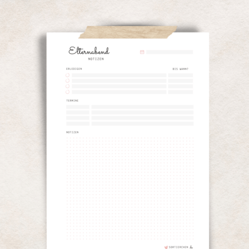 Vorlage: Elternabend-Notizen