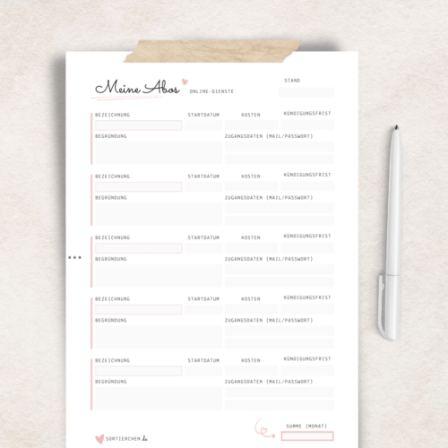 Vorlage: meine Online-Abos (für 5 Stück)