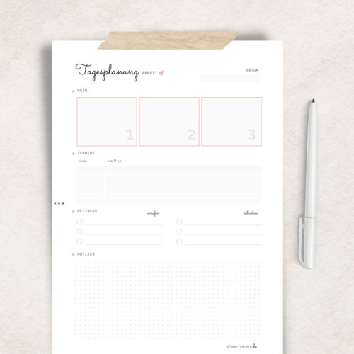 Vorlage: Tagesplanung für die Arbeit