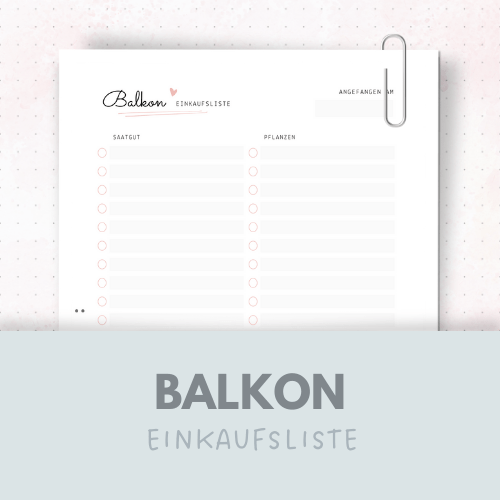 Vorlage: Balkon-Einkaufsliste mit 4 Kategorien