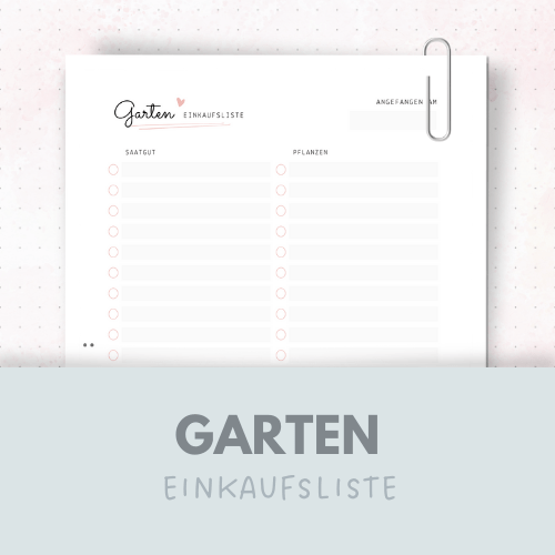 Vorlage: Garten-Einkaufsliste mit 4 Kategorien