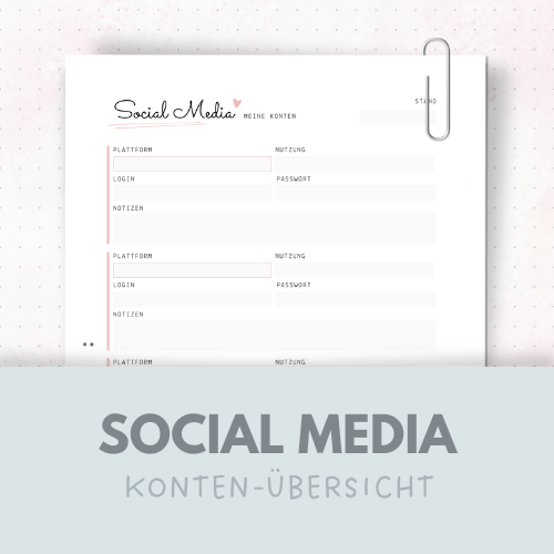 Vorlage: Übersicht über Social Media-Konten