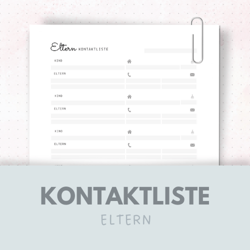 Vorlage: Eltern-Kontaktliste