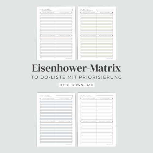 Eisenhower-Matrix Vorlage PDF A4 | Prioritätenmatrix zum Ausdrucken in 4 Farben & neutral | Zeitmanagement-Tool & To-Do-Liste
