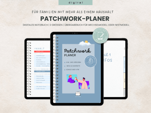 Patchworkfamilie Übergabebuch als digitales Notizbuch für Goodnotes & Co. - Wechselmodell oder Nestmodell nach Trennung organisieren