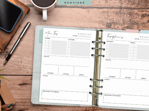 A5 Tagesplaner undatiert – Kalendereinlagen für Ringbuchplaner | To-Do-Liste, Termine, Menüplanung & Notizen