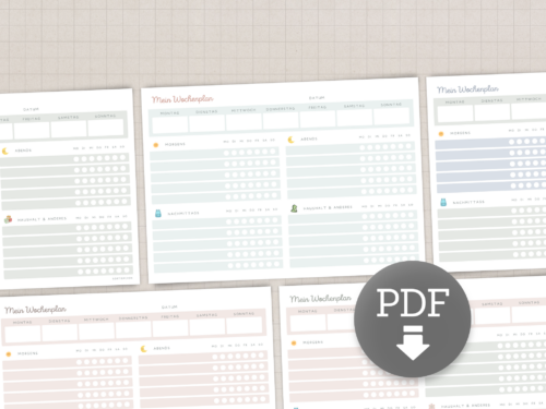 Wochenplan für Kinder - Tagesroutinen & Aufgaben | 3 Farben (Blau, Grün, Lila) | PDF zum Ausdrucken