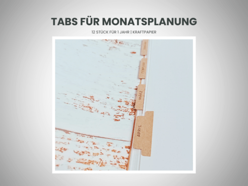 Tabs aus Kraftpapier für Monatsplanung – Journal, Kalender, Notizbuch – 12 Registertabs mit Monatsaufdruck undatiert
