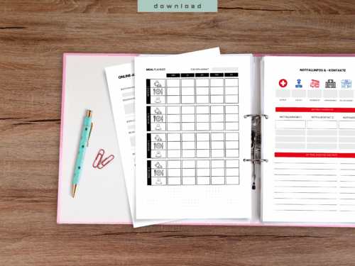 Haushaltsordner Vorlagen Bundle – 24 Seiten PDF zum Ausdrucken für mehr Überblick im Alltag