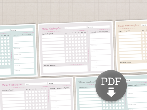 Wochenplan Kinder | Aufgaben & Hausaufgaben Plan | Checkliste Haushalt Familie | PDF A4