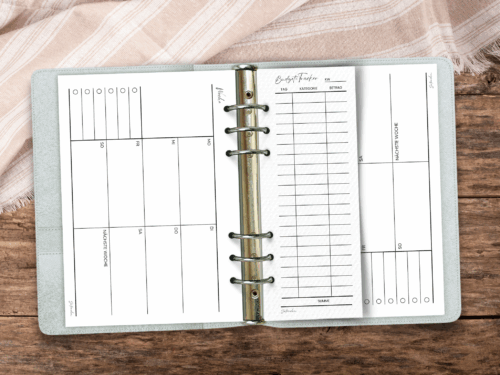Ausgaben-Tracker Einlagen A5 halbe Seite – 10 Stück – für Ringbuchplaner – 6-fach gelocht – 120g Papier