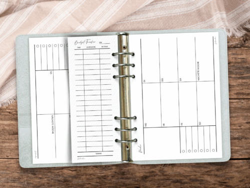 Ausgaben-Tracker Einlagen A5 halbe Seite – 10 Stück – für Ringbuchplaner – 6-fach gelocht – 120g Papier