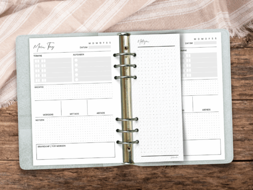 A5 Half-Page Notizen-Einlage | Punktraster | Ringbuchplaner Zusatzblatt 10 Stück, 120 g