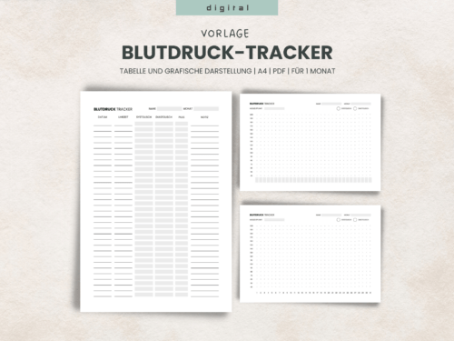 Blutdruck Tracker – Blutdrucktabelle zum Aufzeichnen von Blutdruckwerten PDF grafisch für einen Monat