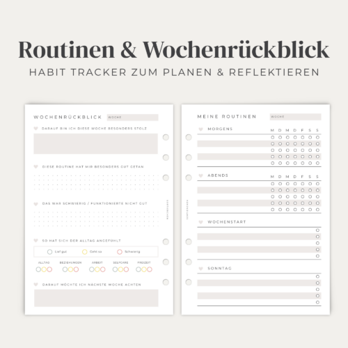 Habit Tracker Planer A5 | Meine Routinen & Wochenrückblick