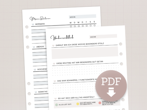 Wöchentlicher Routinen Planer PDF | Wochenrückblick A5 | Habit Tracker für Ringplaner