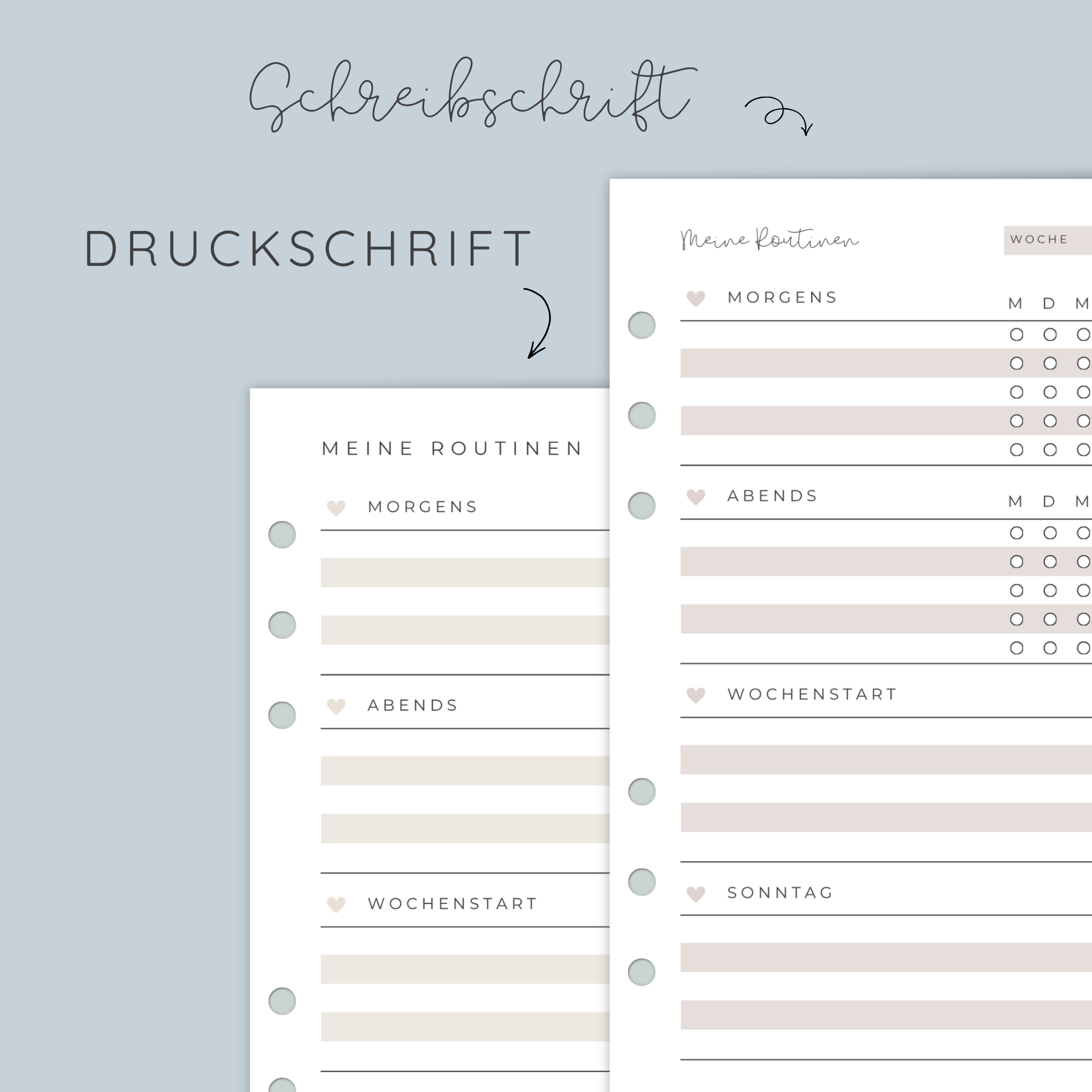Planer-Einlagen Ringbuchplaner A5 Routinen & Wochenrückblick PDF