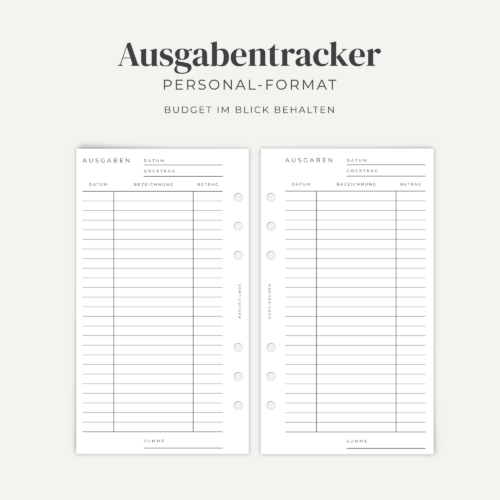 Ausgaben Tracker | Finanzplaner Einlage A6 Personal | Haushaltsbuch Vorlage für Ringplaner | Wöchentliche Budgetübersicht 25 Blatt