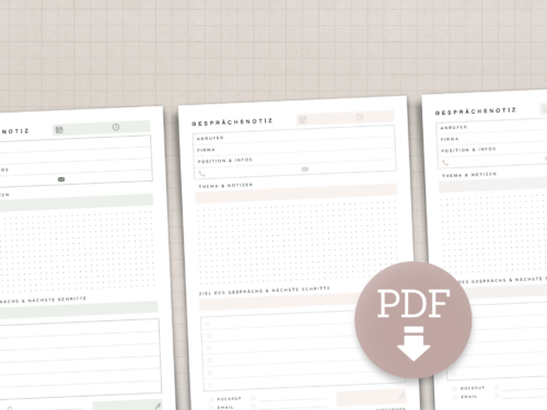 Gesprächsnotiz Vorlage A4 - Telefonnotizen in 4 Farben PDF zum Ausdrucken