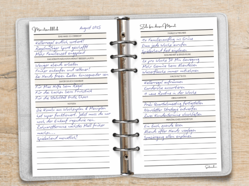 Undatierter A6 Monatsplaner | 24 Blatt Planer Einlagen | Ziele, To-Dos, Monatsrückblick | Minimalistisch & kompakt