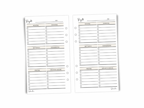 Projektmanagement-Einlagen A6 | Ivy Lee Methode | Wochenplaner für 24 Wochen | Ringbuch-Einlagen für fokussiertes Arbeiten