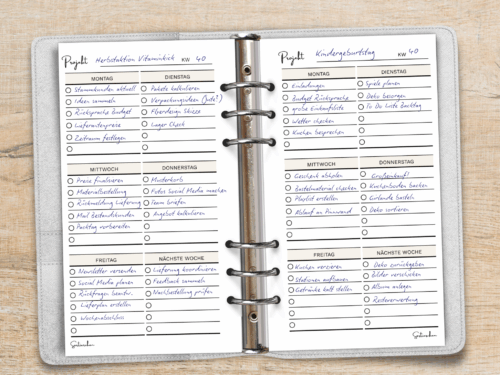 Projektmanagement-Einlagen A6 | Ivy Lee Methode | Wochenplaner für 24 Wochen | Ringbuch-Einlagen für fokussiertes Arbeiten