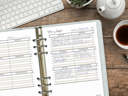 To-Do-Liste Einlagen A5 – 25 Blatt, 6-fach gelocht | Wochenplaner nach der Ivy-Lee-Methode
