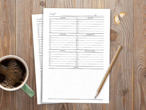 Projektplaner Bundle A4 | 3 Varianten als PDF | Ivy-Lee-Methode Wochenplan | 6 Aufgaben pro Tag | Minimalistisch & strukturiert