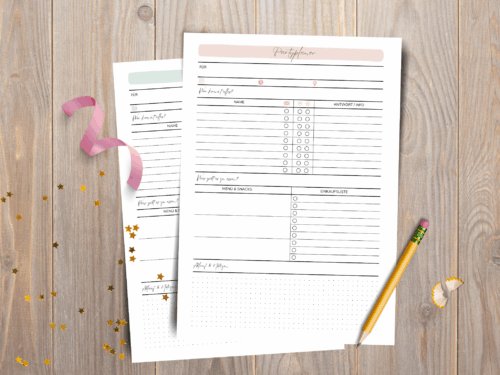 Partyplaner PDF zum Ausdrucken – A4 Bundle in 3 Farben | Gästeliste, Menü & Ablauf planen | Einladungen tracken & Einkäufe organisieren