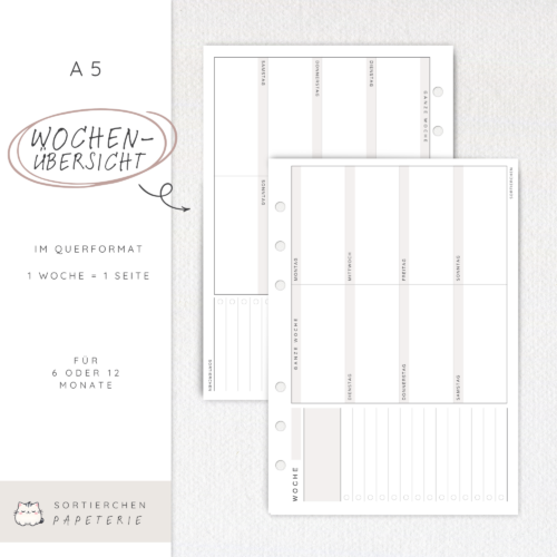 Wochenplanung im Querformat | A5 | 1 Woche 1 Seite