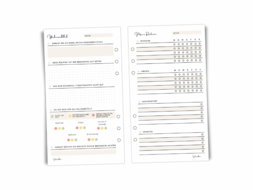 Meine Routinen - Planer-Einlagen A6/Personal | 12 Blätter für Wochenroutinen & Reflexion