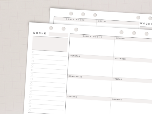 Wochenplanung im Querformat | A5 26 Blatt Wochenplaner für 52 Wochen | 1 Woche 1 Seite