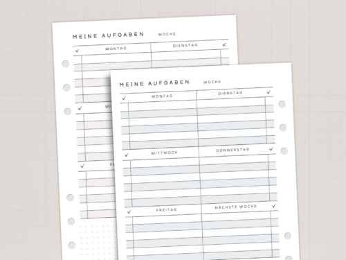 To-Do-Liste Planer-Einlagen A5 | Wochenplaner 25 Blatt, 6-fach gelocht
