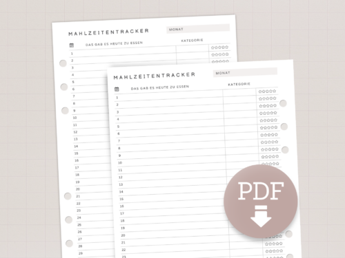 Mahlzeiten-Tracker Food Log | Planer-Einlagen A5 | PDF zum Ausdrucken