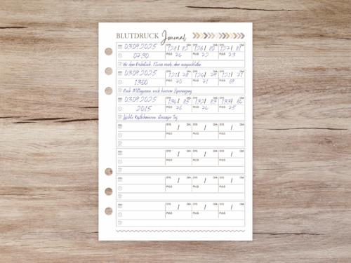 Blutdruck Journal A5 Einlagen – 20 Wochen | Liebevoll gestalteter Planer-Einsatz zum Blutdruck messen, 6-fach gelocht