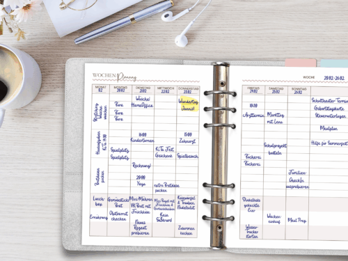 A5 Wochenplaner Einlagen undatiert | 26 oder 52 Blatt für 6 oder 12 Monate | Wochenübersicht für Familie, Beruf & Alltag im Boho-Stil