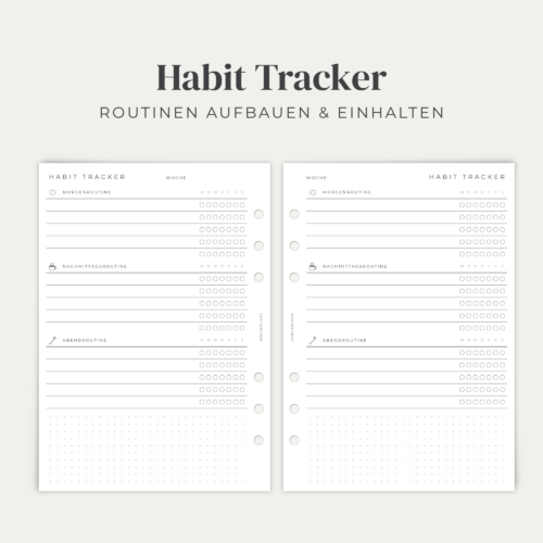 Habit Tracker Planer-Einlagen A5 | Morgenroutine, Nachmittagsroutine, Abendroutine | für 1 Jahr