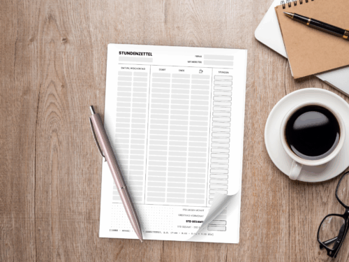Stundenzettel Block A5 – 50 Blatt zur Arbeitszeiterfassung | Mit Berechnungsformel & Übertrag