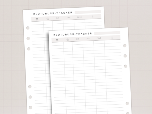 Blutdruck Tracker A5 Planer-Einlagen | 12 Blatt für 24 Monate