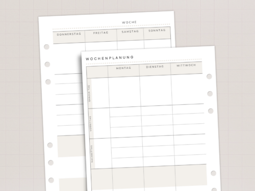 A5 Wochenplaner vertikal | 1 Woche 2 Seiten undatiert | 26 oder 52 Wochen | flexible Wochenplanung