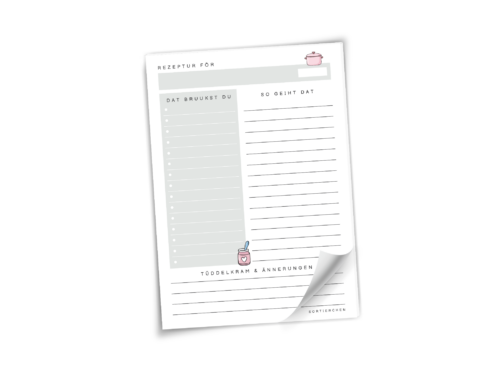 Rezeptblock A5 | Rezeptur för… | Plattdeutsche Rezeptvorlage | Einkaufs- & Kochnotizen