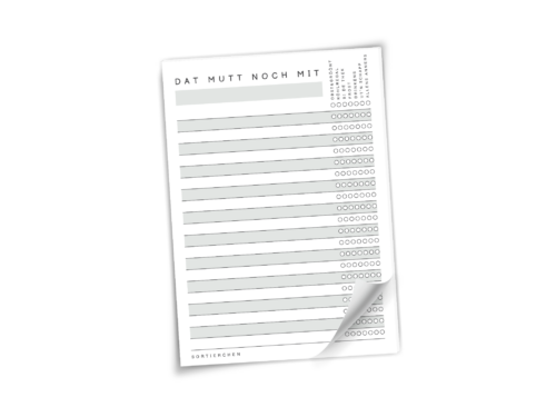 Einkaufszettel A5 op Platt | "Dat mutt noch mit" | Einkaufsliste mit Kategorien | 25 oder 50 Blatt