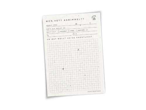 Plattdeutscher Telefonnotizblock A5 | Wer hett anbimmelt? | Gesprächsnotizen Notizblock aus Graspapier