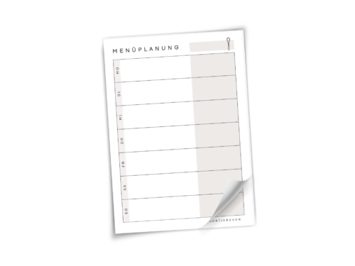 Menüplanung A5 Notizblock | Wochenplan für Essen & Familie | schlicht + übersichtlich | 25 oder 50 Blatt