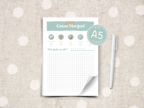 A5 Morgenjournal Notizblock – Selfcare Routine, 25 Seiten, 90g Papier, farbig – Journaling Block für tägliche Reflexion & To-Do-Check